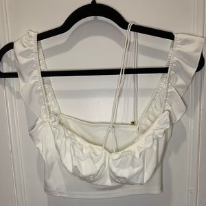 White Ruffled Crop Top